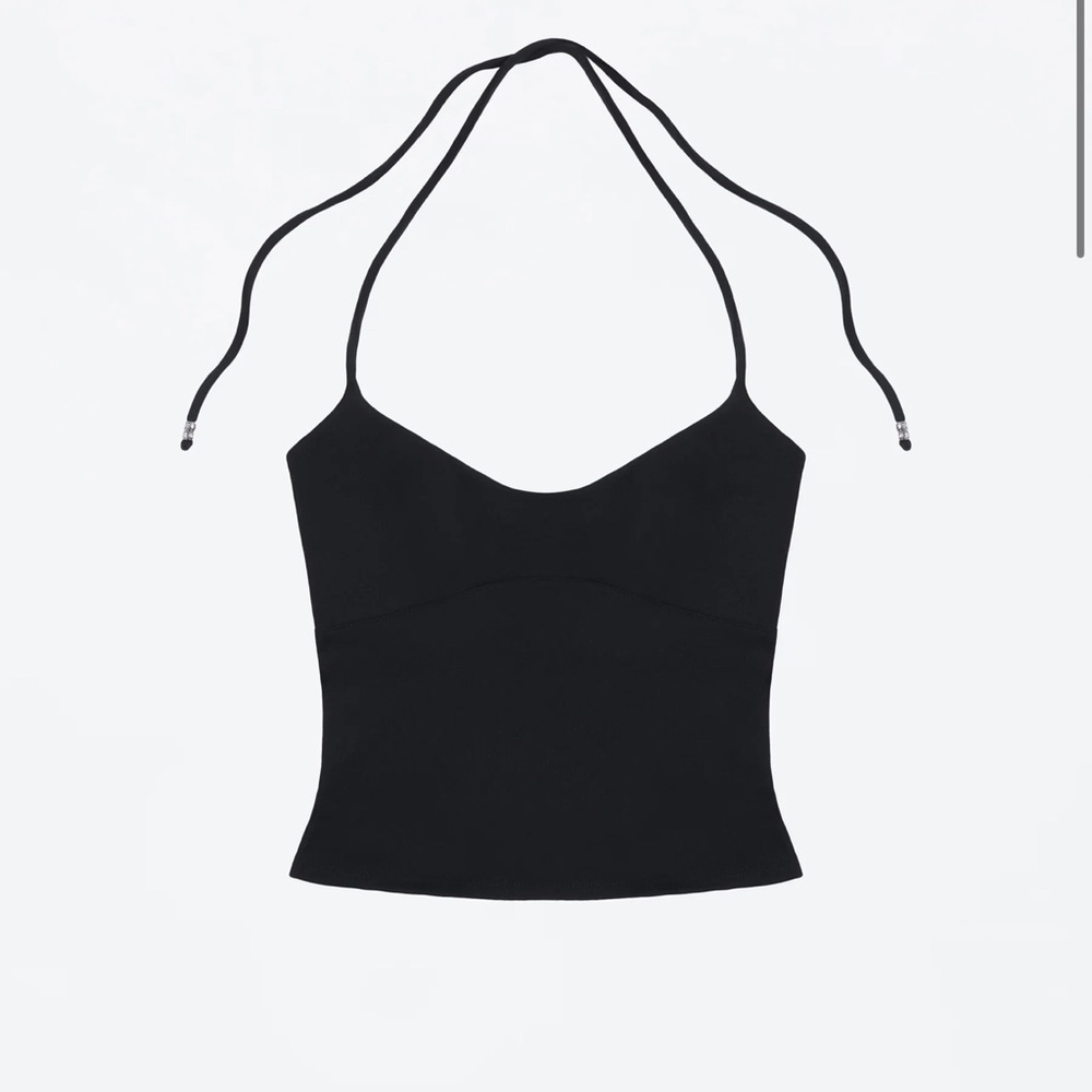 Tank air Spill Halter Black Tank Top